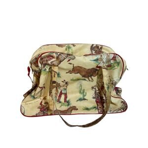 Vintage Moda Home Duffle Bag Cowboys and Indians Horses Western Novelty Print
